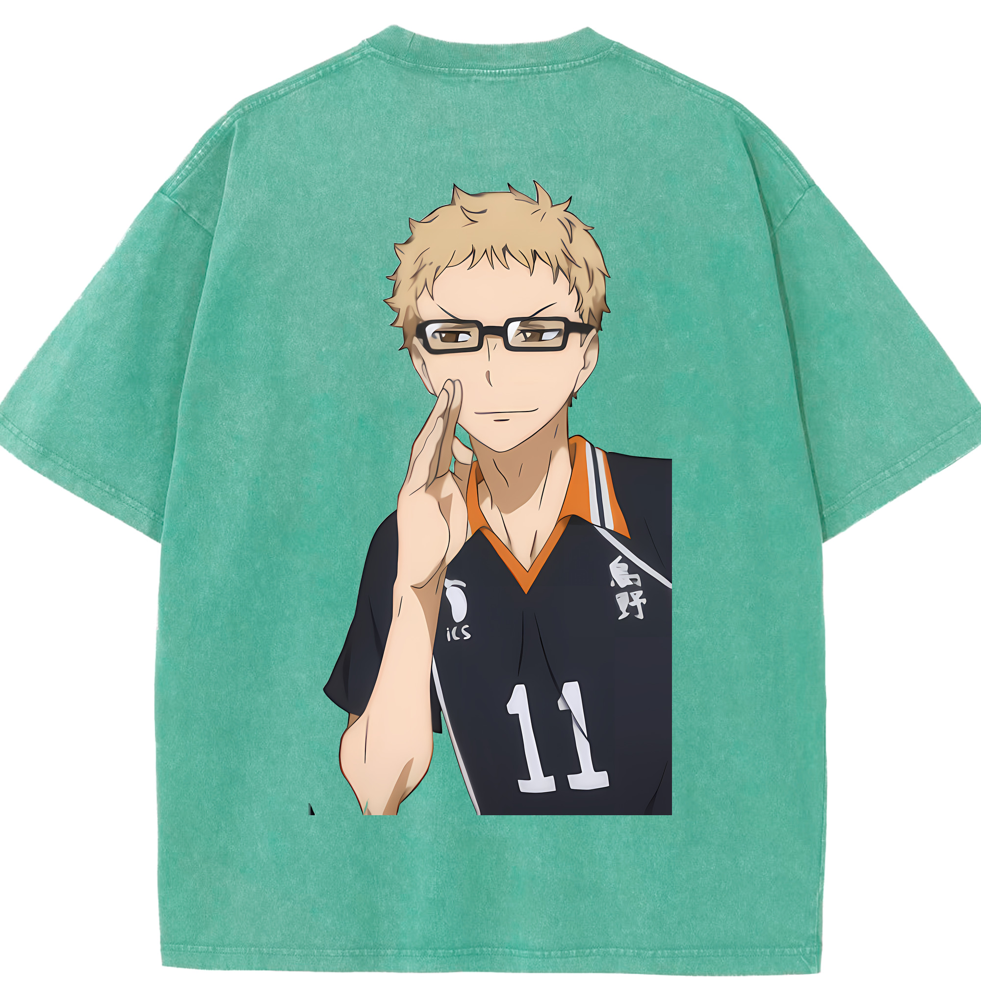 （画像用） ハイキュー!! Haikyu!! 綿100% ヴィンテージ風 半袖Tシャツ（背面プリント）